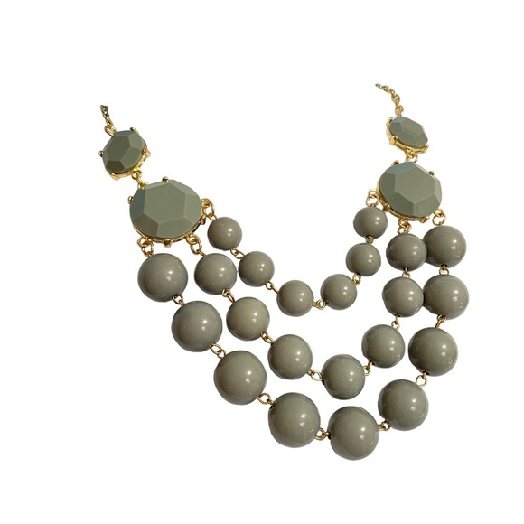 Gray Bubble Statement Necklace Goldtone - Picture 6 of 6